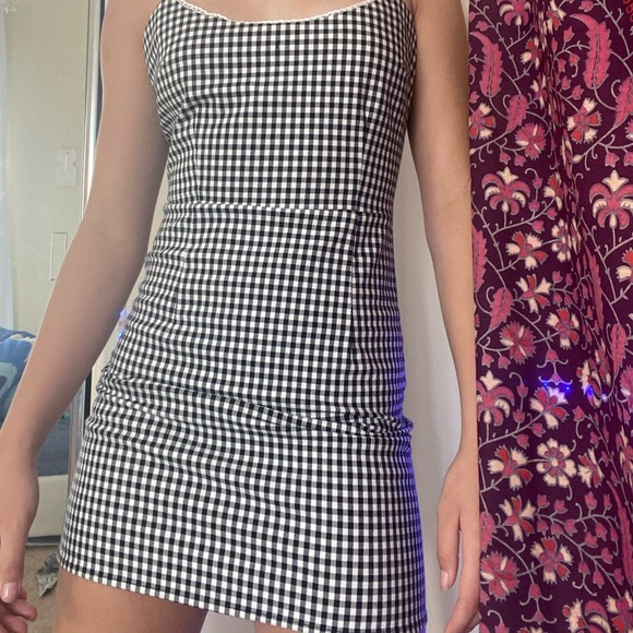 urban outfitters checkered patterned lace dress - Picture 2 of 3